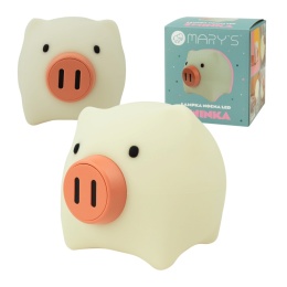 Lampka nocna LED w kształcie świnki, kolor różowy