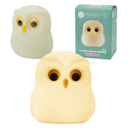 Lampka nocna LED w kształcie sowy – silikonowa, miękka i bezpieczna