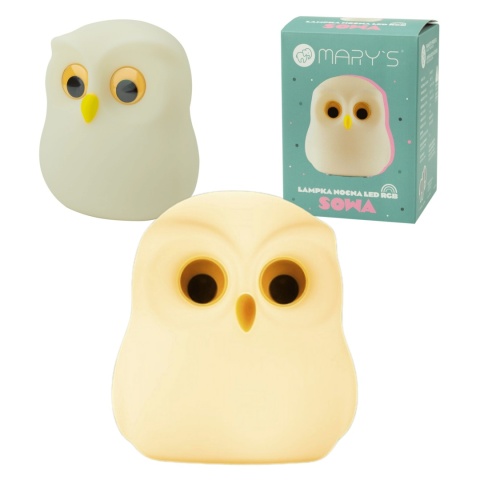 Lampka nocna LED w kształcie sowy – silikonowa, miękka i bezpieczna