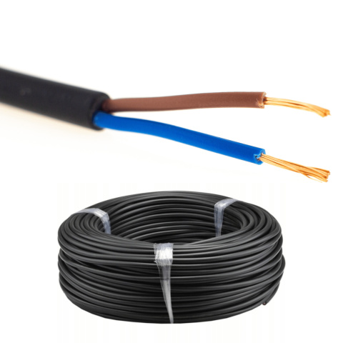 Przewód okrągły elektryczny H03VVF OMY 300V 2x0,5 czarny linka 1m