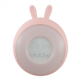 Różowy królik silikonowy jako lampka nocna i budzik