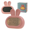 Różowy budzik elektroniczny w kształcie królika