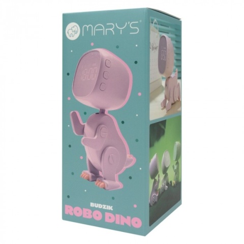 Cyfrowy budzik różowy z wyświetlaczem i zasilaniem USB