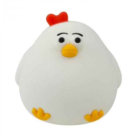 Widok z tyłu lampki nocnej LED w formie kury