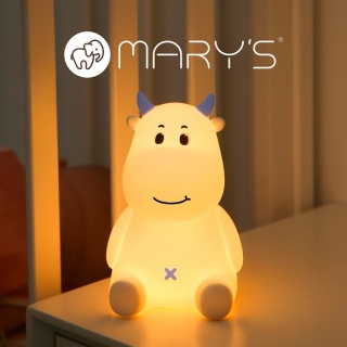 Lampka nocna biała "Krówka" z niebieskimi rogami LED RGB 1.2W dla dziecka na prezent