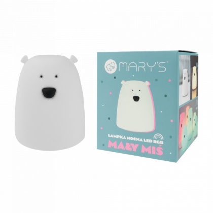 Lampka nocna mały biały "Miś" LED RGB dla dziecka na prezent