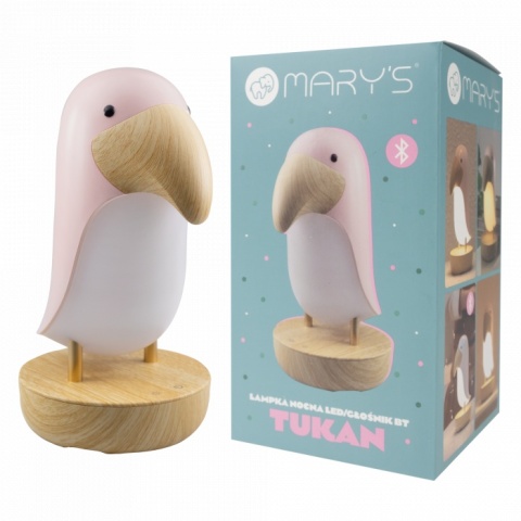 Lampka nocna LED Tukan Różowy z funkcją Bluetooth głośnika