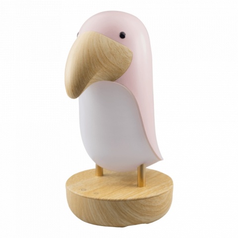 Różowa lampka w kształcie tukana z ciepłym światłem i audio