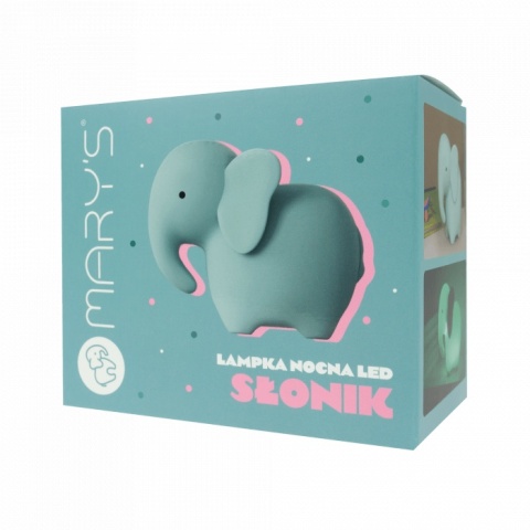 Lampka turkusowy słoń zasilana USB z czasem pracy do 10 godzin