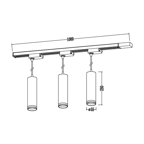 Zestaw Oprawa Pipe Ring Track Zwis Czarny 3xGU10 1m