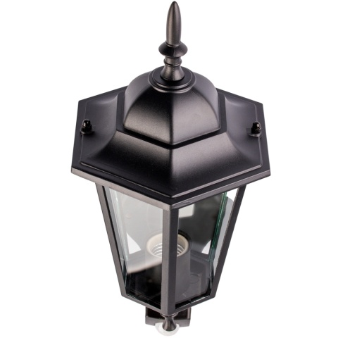 Kinkiet Ogrodowy Elewacyjny Zewnętrzny E27 LATARNIA do GÓRY z Czujnikiem Ruchu Czarna BELLIS