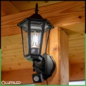 Kinkiet Ogrodowy Elewacyjny Zewnętrzny E27 LATARNIA do GÓRY z Czujnikiem Ruchu Czarna BELLIS