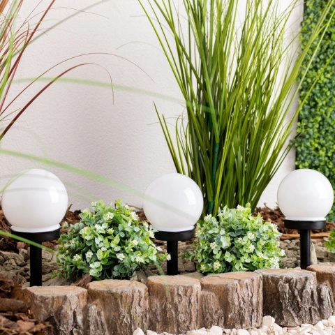 Kula Lampa Solarna Ogrodowa LED Wbijana Biała IP44 RGB 10cm Kolorowa