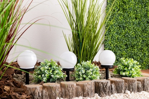 Kula Lampa Solarna Ogrodowa LED Wbijana Biała IP44 RGB 10cm Kolorowa