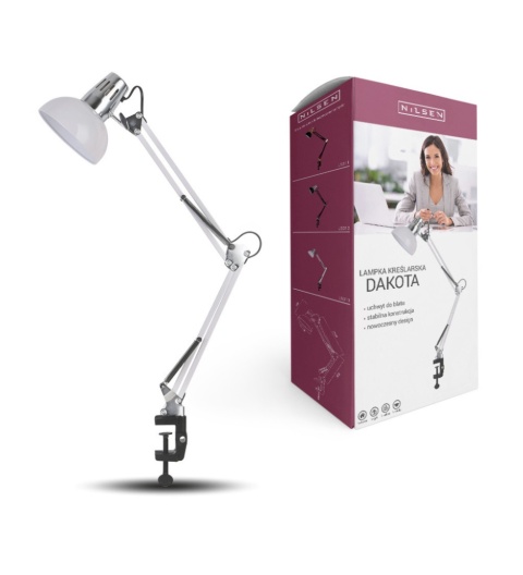 LAMPKA KREŚLARSKA E27 DAKOTA Biała