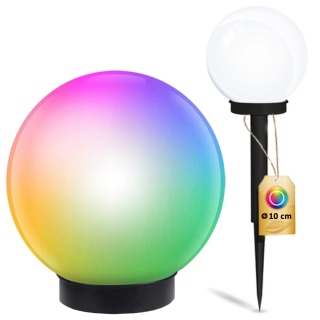 Lampa Solarna ATRIS LED Kula 15 cm RGB Wbijana Ogrodowa IP44