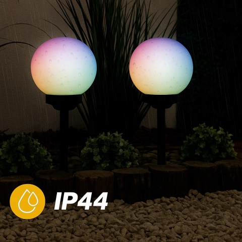 Lampa Solarna ATRIS LED Kula 15 cm RGB Wbijana Ogrodowa IP44