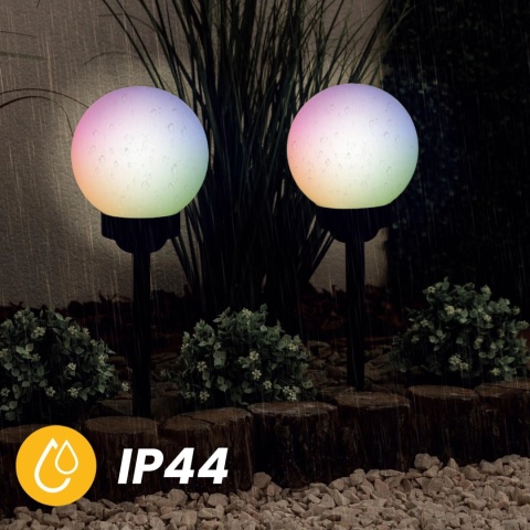 Lampa Solarna ATRIS LED Kula 15 cm RGB Wbijana Ogrodowa IP44