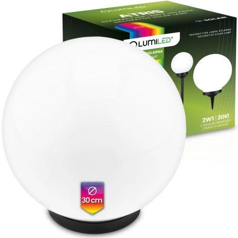 Lampa Solarna ATRIS LED Kula 25 cm RGB Wbijana Ogrodowa IP44