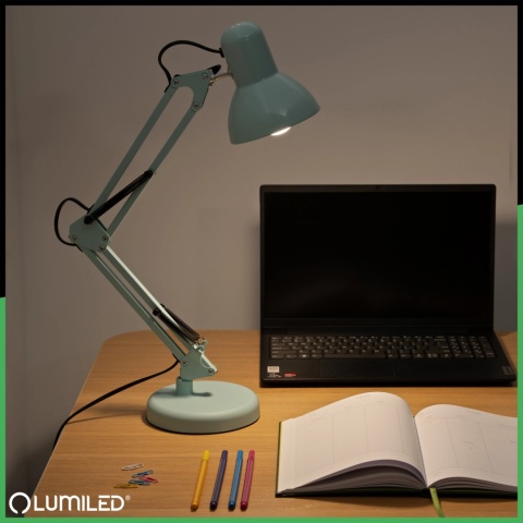 Różowa lampka TOBI – wersja pastelowy niebieski, regulowana