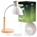 Biała lampka biurkowa NIKO z metalowym ramieniem i gwintem E27