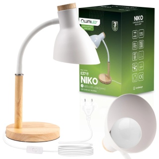 Lampka Biurkowa NIKO Biała Lumiled E27 Kreślarska Regulowana
