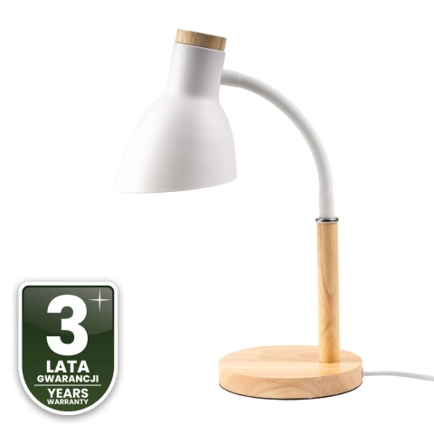 Lampka biurkowa NIKO biała w stylu kreslarskim – widok z boku
