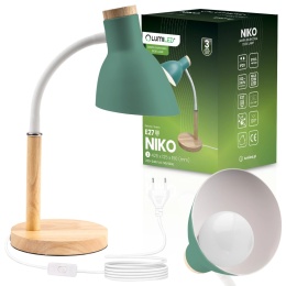 Lampka biurkowa NIKO zielona regulowana z klipsem Lumiled