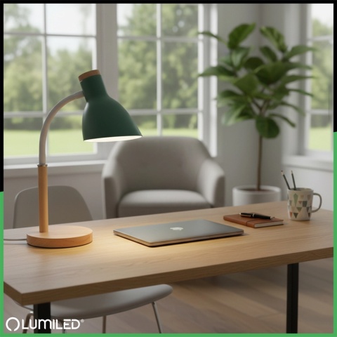 Stylowa lampka biurkowa NIKO – model zielony z regulacją