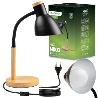 Lampka Biurkowa NIKO czarna Lumiled E27 Kreślarska Regulowana