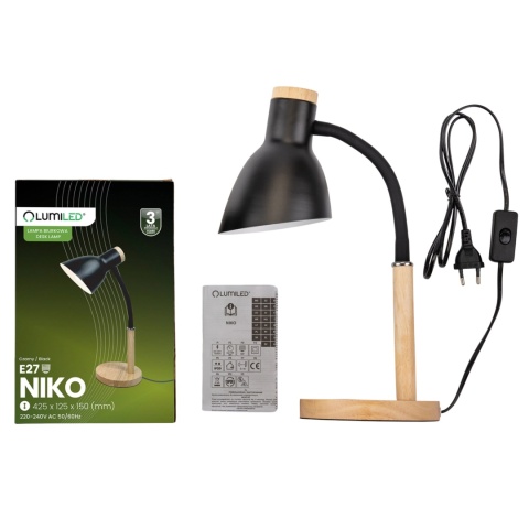 Klasyczna lampka stołowa czarna do pokoju młodzieżowego