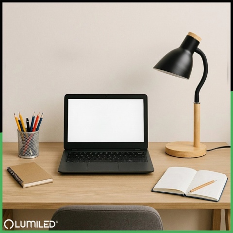 Lampka NIKO z włącznikiem na kablu w kolorze czarnym