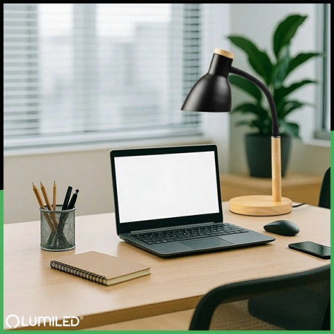 Stylowa lampka biurkowa czarna bez żarówki w zestawie