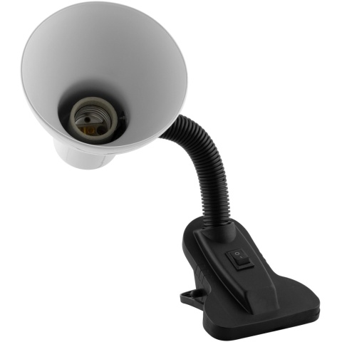 Lampka LIRIA biała – elastyczne ramię, mocowanie klipsowe, gwint E27