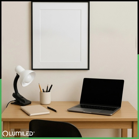 Lampka LIRIA biała – regulowane ramię i mocowanie klipsem do blatu