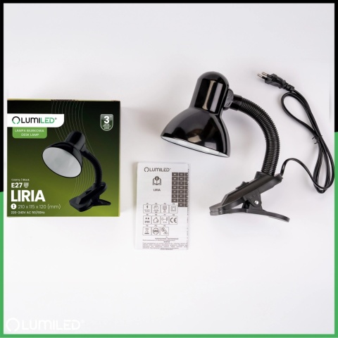 Lampka stołowa LIRIA z czarnym kloszem i elastycznym ramieniem