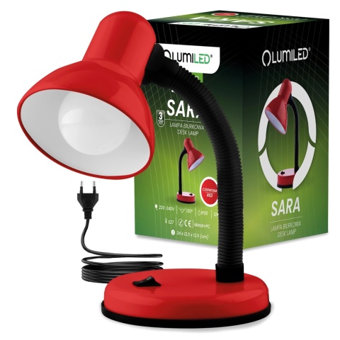 Czerwona lampka biurkowa Lumiled SARA E27 na biurko