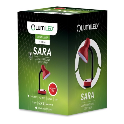 Czerwona lampka SARA Lumiled – metalowa konstrukcja z kloszem