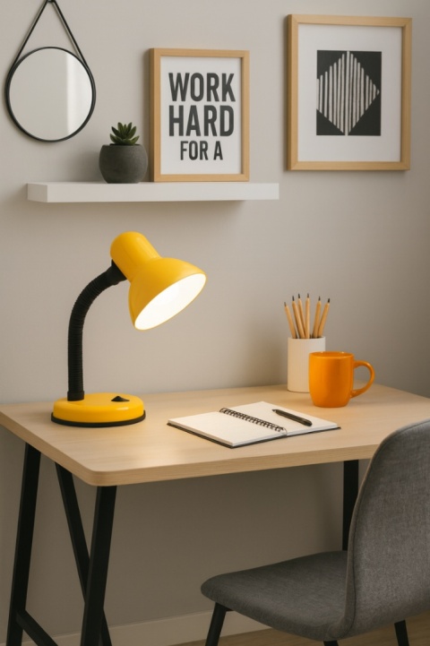 Lampka biurkowa SARA E27 Zółta regulowana szkolna nocna Lumiled