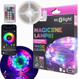 Magiczne lampki LED RGB USB IP65 100 led 10m Pilot Aplikacja DC 5V
