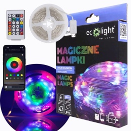 Magiczne lampki LED RGB USB IP65 200 led 10m Pilot Aplikacja DC 5V