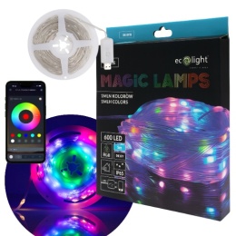 Magiczne lampki LED RGB USB IP65 600 led 30m Aplikacja DC 5V 1mln kolorów