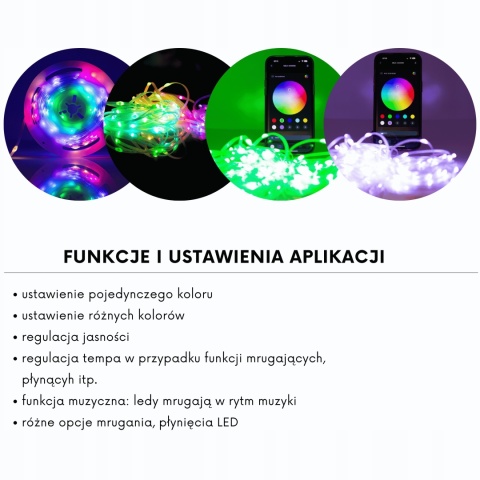 Magiczne lampki LED RGB USB IP65 600 led 30m Aplikacja DC 5V 1mln kolorów
