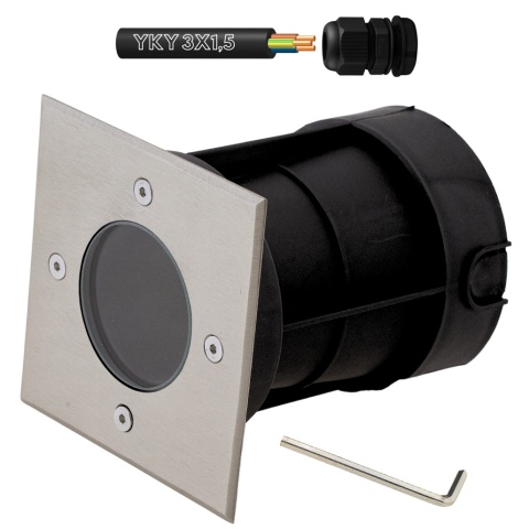 Oprawa najazdowa do LED GU10 kwadrat IP67 230V Podjazd Parking do YKY 3x1,5