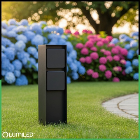 Słupek ogrodowy IBERI 2x gniazdo 230V IP65 czarny mat Lumiled