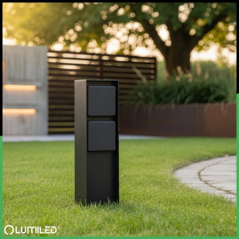 Słupek ogrodowy IBERI 2x gniazdo 230V IP65 czarny mat Lumiled