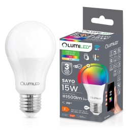 Żarówka LED E27 A65 15W 1500lm RGB CCT Ściemnialna TUYA WiFi SMART LUMILED
