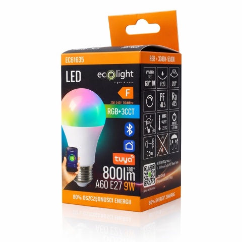 3x Żarówka LED E27 9W RGB + CCT CIEPŁA NEUTRALNA ZIMNA Tuya Smart Bluetooth