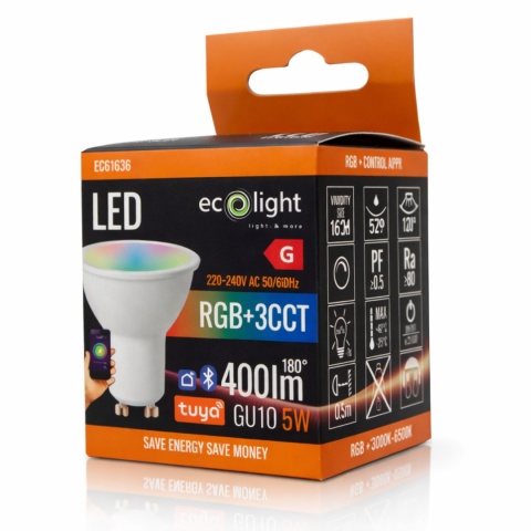 Żarówka LED GU10 5W RGB CCT trzonek GU10