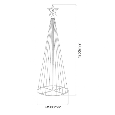 Choinka LED kolorowa RGB + Ciepła 2700K wysoka 180cm 1,8m 230V Pilot LUXA